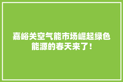 嘉峪关空气能市场崛起绿色能源的春天来了！ 洗衣机