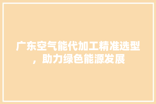 广东空气能代加工精准选型，助力绿色能源发展 局部翻新