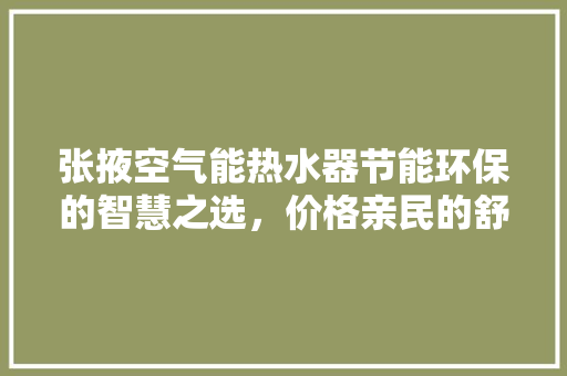 张掖空气能热水器节能环保的智慧之选，价格亲民的舒适之选 家居维修