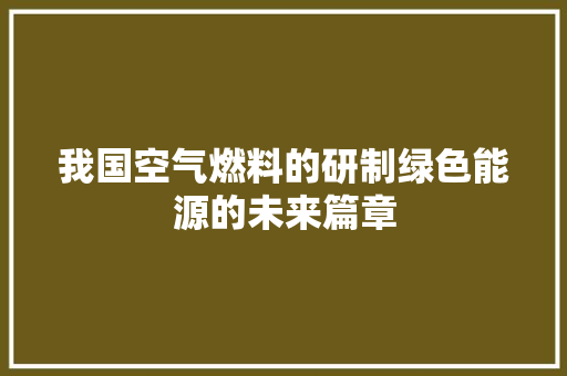 我国空气燃料的研制绿色能源的未来篇章 翻新改色