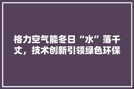 格力空气能冬日“水”落千丈，技术创新引领绿色环保新潮流 旧房改造