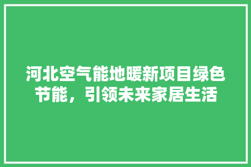河北空气能地暖新项目绿色节能，引领未来家居生活 翻新改色