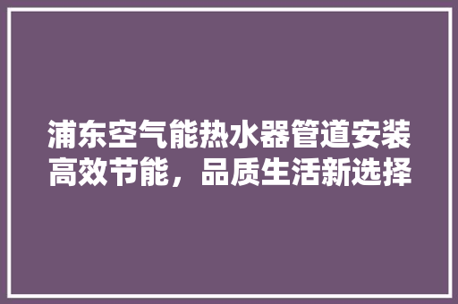 浦东空气能热水器管道安装高效节能，品质生活新选择 旧房改造