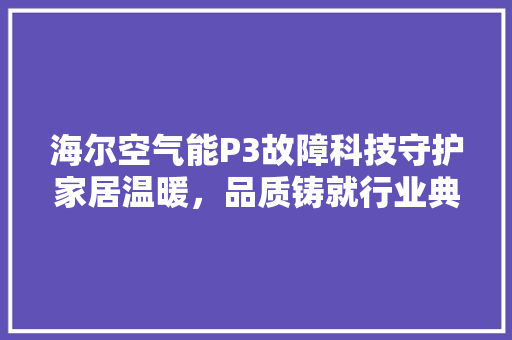 海尔空气能P3故障科技守护家居温暖，品质铸就行业典范 局部翻新