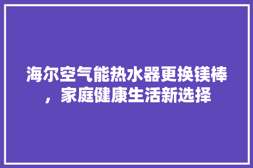 海尔空气能热水器更换镁棒，家庭健康生活新选择 水电维修