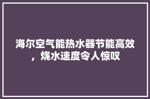 海尔空气能热水器节能高效，烧水速度令人惊叹 家电维护