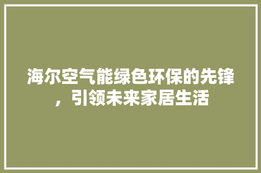 海尔空气能绿色环保的先锋，引领未来家居生活 空调