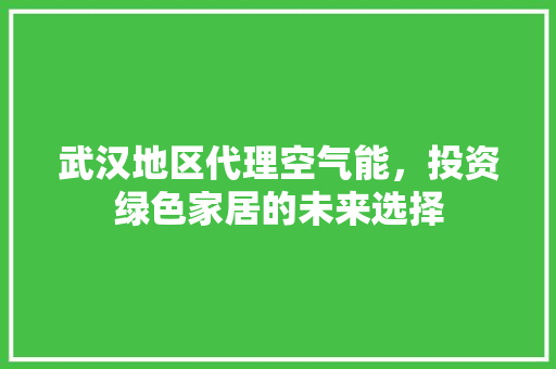 武汉地区代理空气能，投资绿色家居的未来选择 龙头管件
