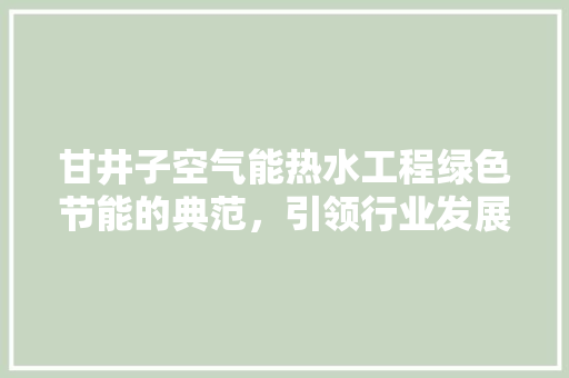 甘井子空气能热水工程绿色节能的典范，引领行业发展新潮流 水电维修
