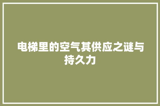 电梯里的空气其供应之谜与持久力 热水器 电梯里的空气其供应之谜与持久力 热水器
