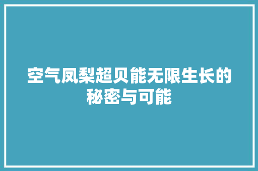空气凤梨超贝能无限生长的秘密与可能 热水器