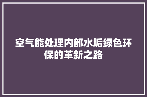空气能处理内部水垢绿色环保的革新之路 洁具维修