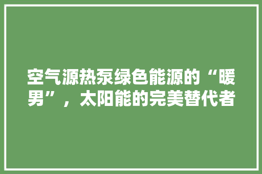 空气源热泵绿色能源的“暖男”，太阳能的完美替代者 家电维护