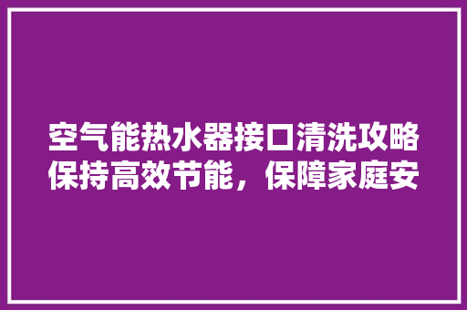 空气能热水器接口清洗攻略保持高效节能，保障家庭安全 旧房改造
