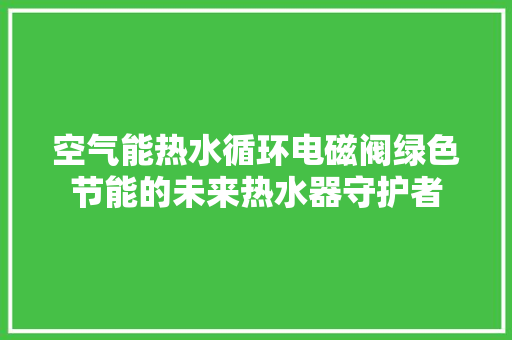 空气能热水循环电磁阀绿色节能的未来热水器守护者 家居维修