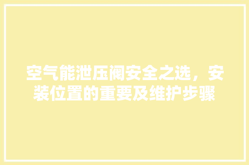 空气能泄压阀安全之选，安装位置的重要及维护步骤 翻新改色