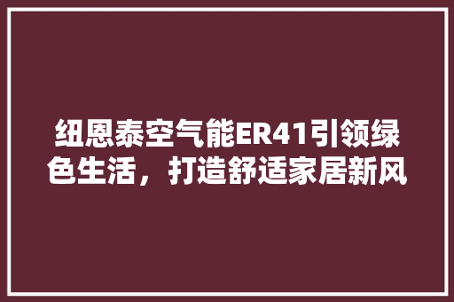 纽恩泰空气能ER41引领绿色生活，打造舒适家居新风尚 清洁保养