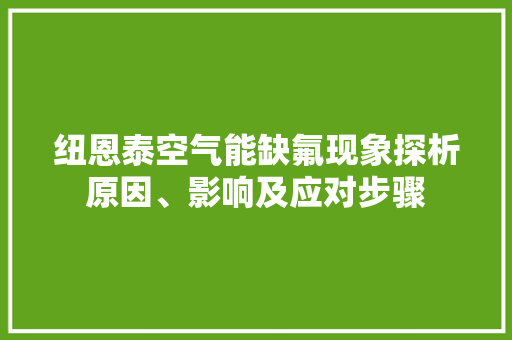 纽恩泰空气能缺氟现象探析原因、影响及应对步骤 清洁保养