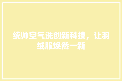 统帅空气洗创新科技，让羽绒服焕然一新 局部翻新