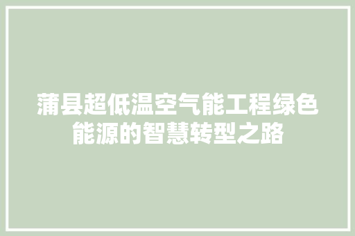 蒲县超低温空气能工程绿色能源的智慧转型之路 贴膜