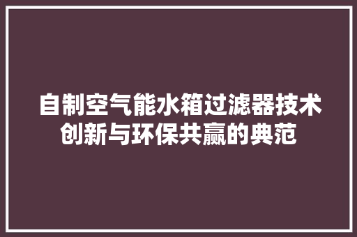 自制空气能水箱过滤器技术创新与环保共赢的典范 翻新改色