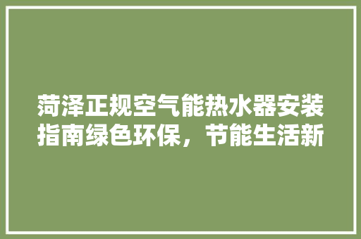 菏泽正规空气能热水器安装指南绿色环保，节能生活新选择 装修设计