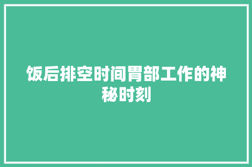饭后排空时间胃部工作的神秘时刻 空调