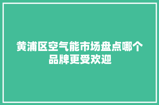 黄浦区空气能市场盘点哪个品牌更受欢迎 家居维修