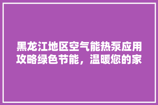 黑龙江地区空气能热泵应用攻略绿色节能，温暖您的家 灯具安装