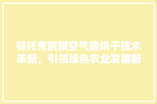鄂托克前旗空气能烘干技术革新，引领绿色农业发展新篇章 龙头管件