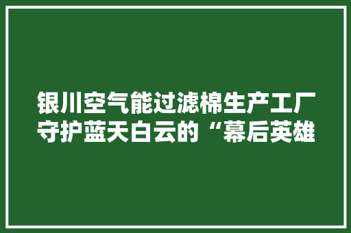 银川空气能过滤棉生产工厂守护蓝天白云的“幕后英雄” 龙头管件
