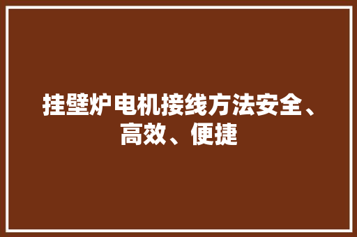 挂壁炉电机接线方法安全、高效、便捷 热水器