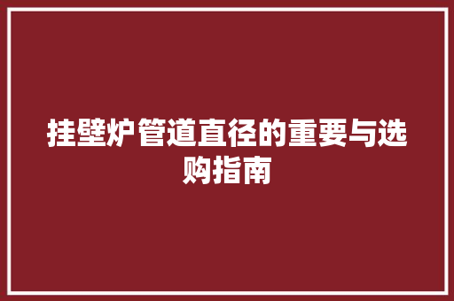 挂壁炉管道直径的重要与选购指南 局部翻新