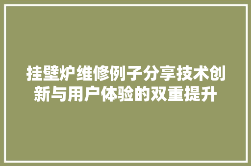 挂壁炉维修例子分享技术创新与用户体验的双重提升 家具修理