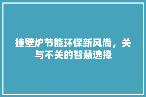 挂壁炉节能环保新风尚，关与不关的智慧选择 龙头管件