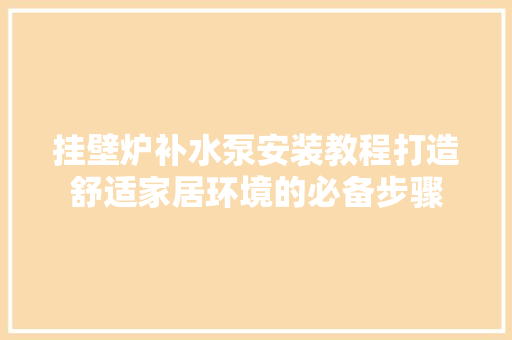 挂壁炉补水泵安装教程打造舒适家居环境的必备步骤 贴膜