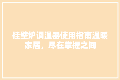 挂壁炉调温器使用指南温暖家居，尽在掌握之间 家具修理