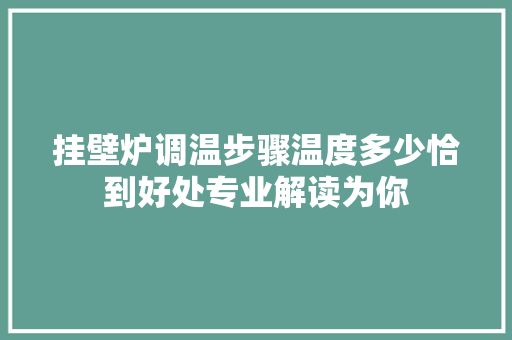 挂壁炉调温步骤温度多少恰到好处专业解读为你 翻新改色