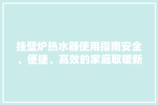 挂壁炉热水器使用指南安全、便捷、高效的家庭取暖新选择 旧房改造