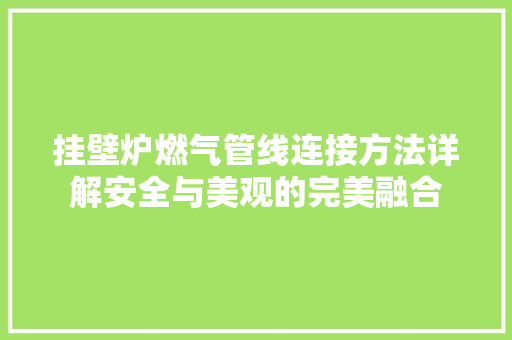 挂壁炉燃气管线连接方法详解安全与美观的完美融合 灯具安装