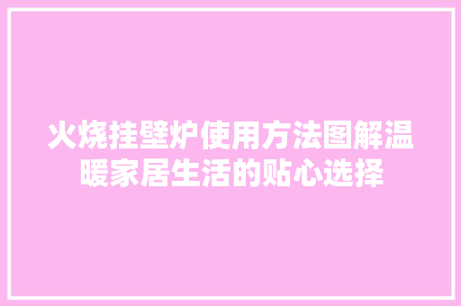火烧挂壁炉使用方法图解温暖家居生活的贴心选择 龙头管件