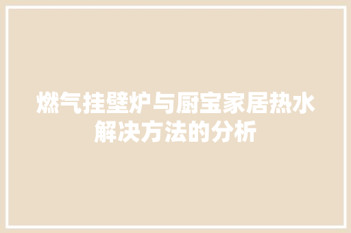 燃气挂壁炉与厨宝家居热水解决方法的分析 家电维护