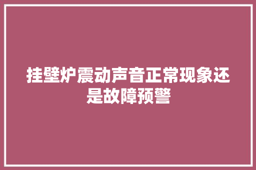 挂壁炉震动声音正常现象还是故障预警 洁具维修