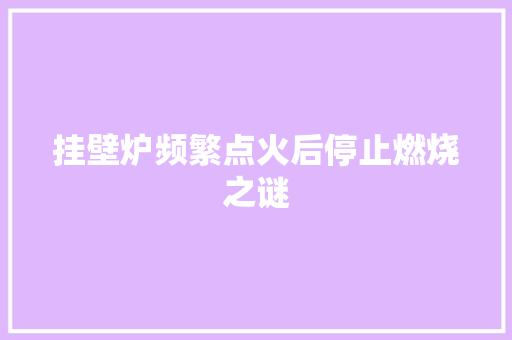 挂壁炉频繁点火后停止燃烧之谜 冰箱
