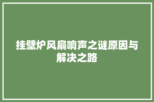 挂壁炉风扇响声之谜原因与解决之路 局部翻新