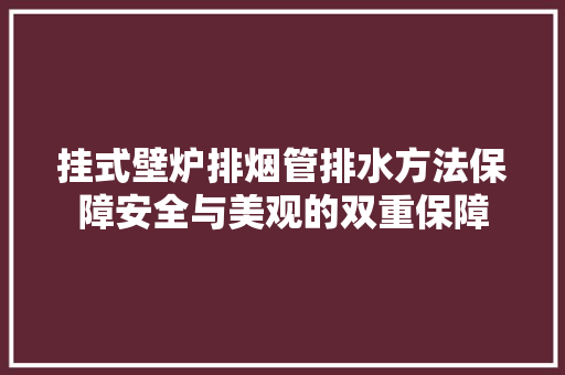 挂式壁炉排烟管排水方法保障安全与美观的双重保障 家居维修