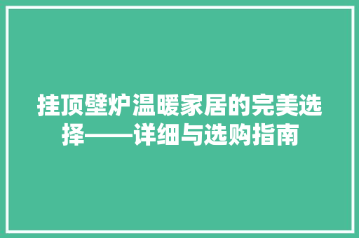 挂顶壁炉温暖家居的完美选择——详细与选购指南 旧房改造