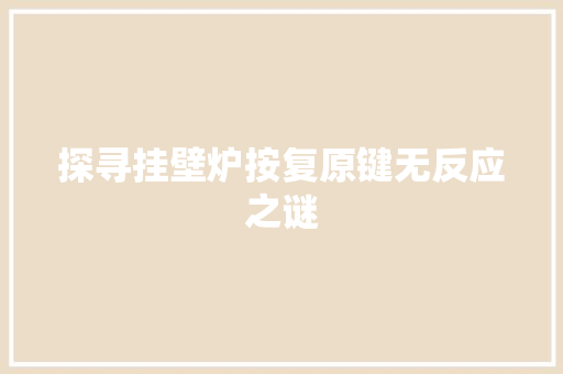 探寻挂壁炉按复原键无反应之谜 热水器
