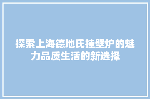 探索上海德地氏挂壁炉的魅力品质生活的新选择 贴膜