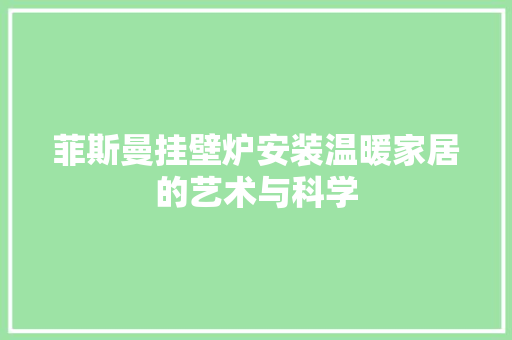 菲斯曼挂壁炉安装温暖家居的艺术与科学 装修设计